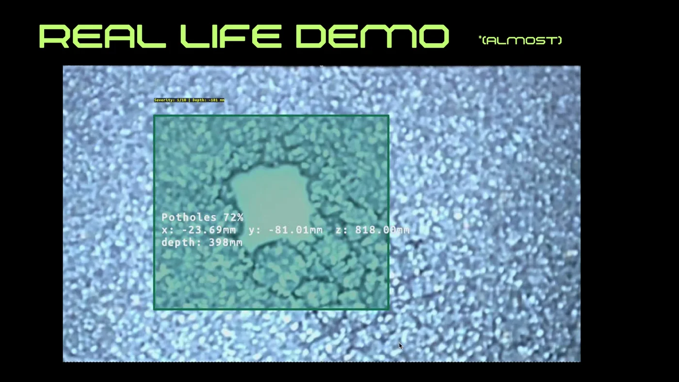 Techtonics real-time pothole depth estimation demo