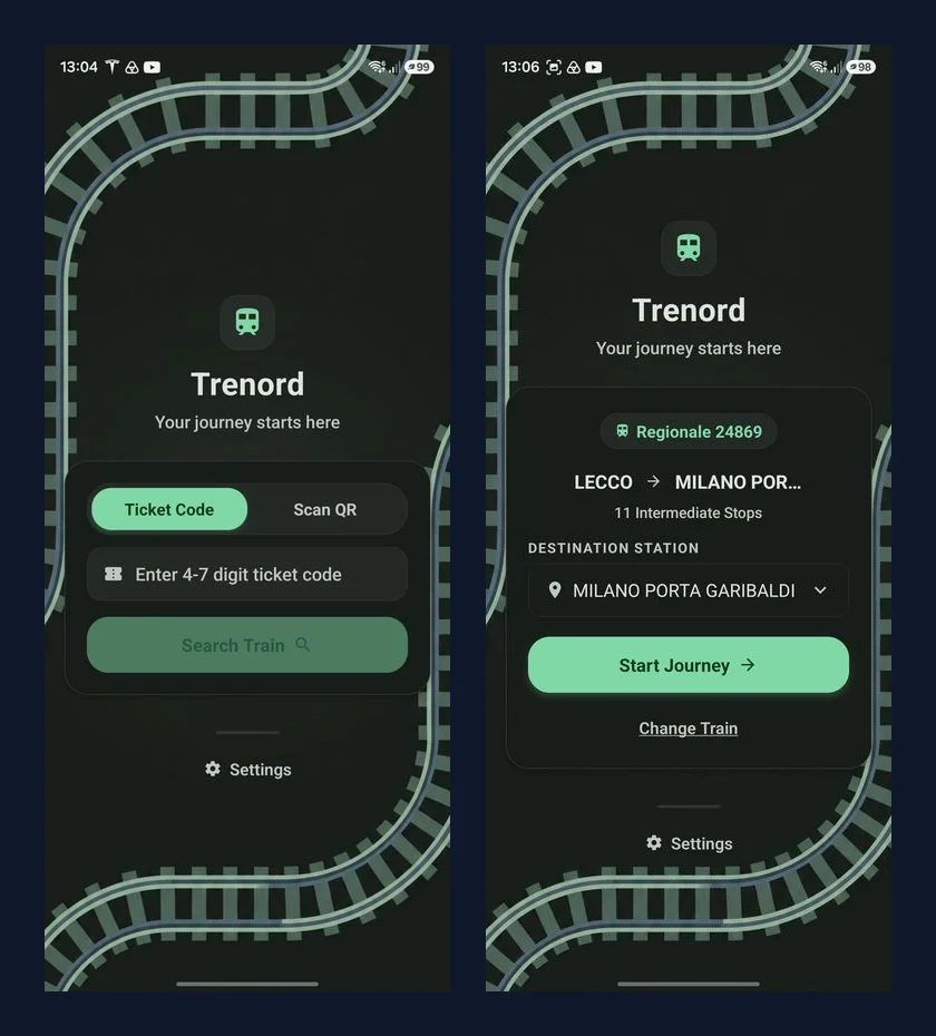 Ticket scanning and destination station selection onboarding flow